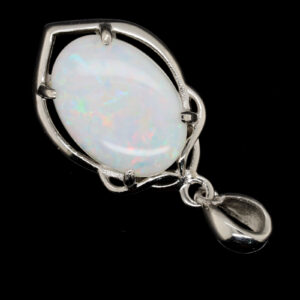 Sterling Silver Green Pink Yellow Blue Solid Australian White Opal Necklace Pendant