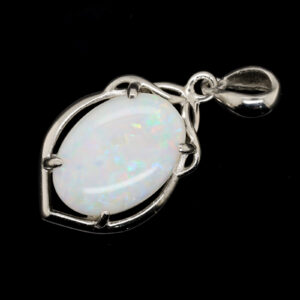 Sterling Silver Green Pink Yellow Blue Solid Australian White Opal Necklace Pendant