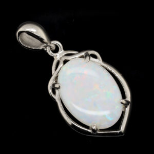 Sterling Silver Green Pink Yellow Blue Solid Australian White Opal Necklace Pendant