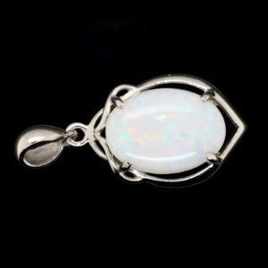 Sterling Silver Green Pink Yellow Blue Solid Australian White Opal Necklace Pendant