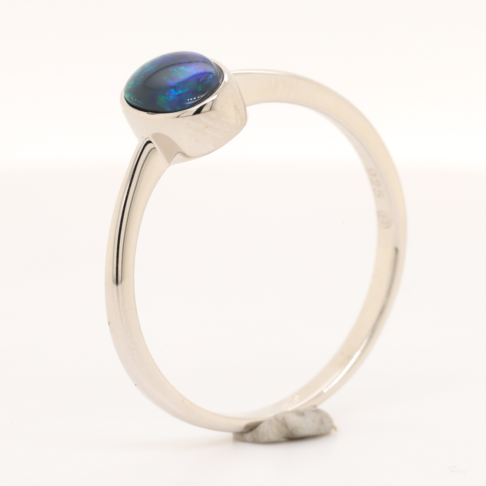Blue Green Purple Sterling Silver Australian Black Opal Ring