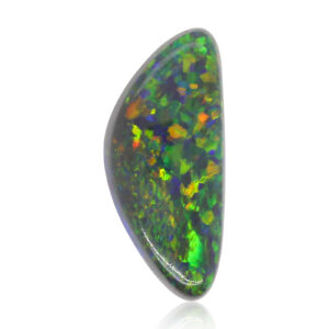 Green and Orange Unset Solid Black Opal