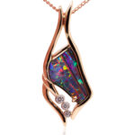 Rose Gold Boulder Opal Pendant