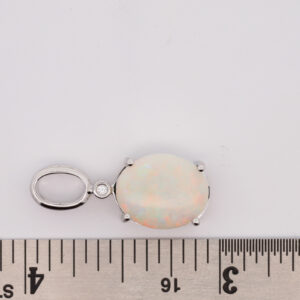 White Gold Blue Orange Green Solid Australian Crystal Opal Diamond Necklace Pendant