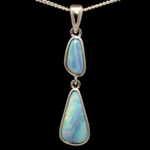 Sterling Silver Green Yellow Blue Solid Australian Boulder Opal Necklace Pendant