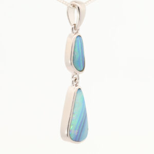 Sterling Silver Green Yellow Blue Solid Australian Boulder Opal Necklace Pendant
