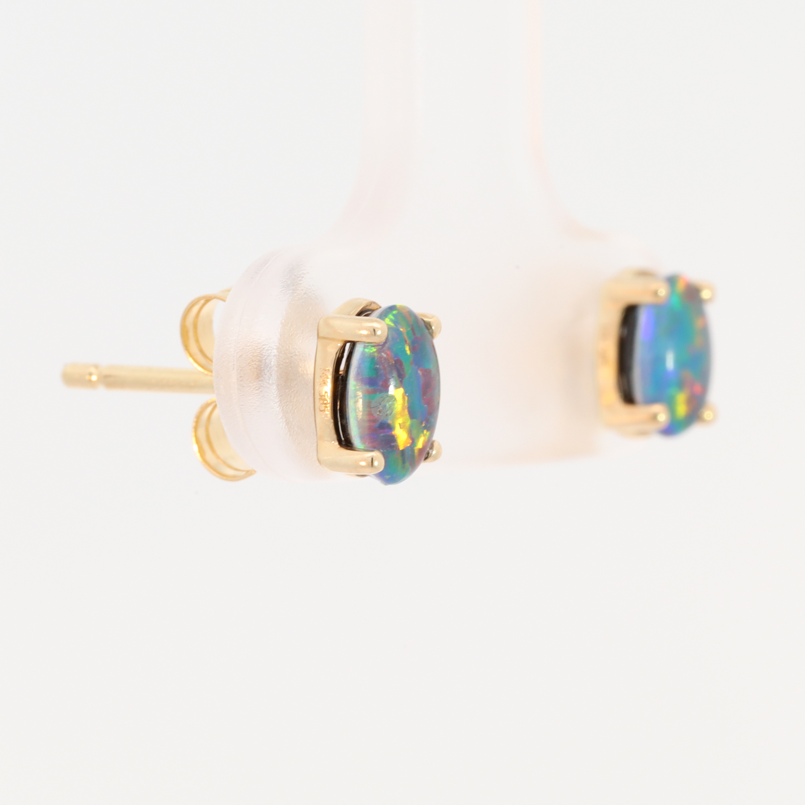 Red Blue Orange Yellow Gold Australian Triplet Opal Stud Earrings