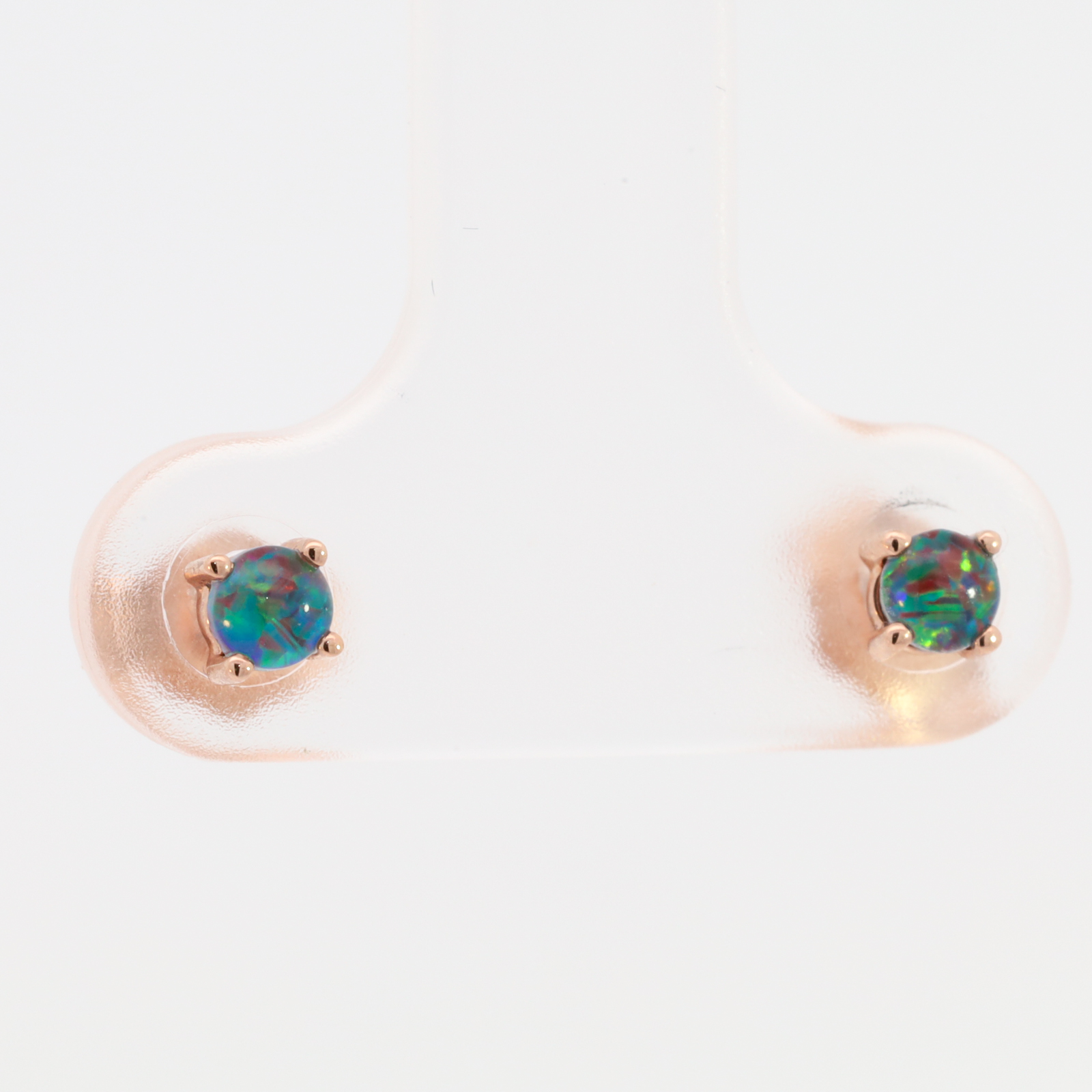 Red Blue Rose Gold Australian Triplet Opal Stud Earrings