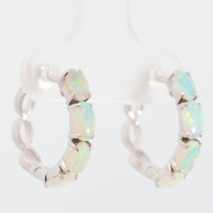 Blue Green White Gold Solid Australian Crystal Opal Stud Earrings
