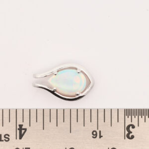 White Gold Blue Green Solid Australian Crystal Opal Necklace Pendant