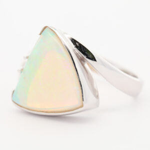 Blue Orange and Green White Gold Solid Australian Crystal Opal Engagement Ring