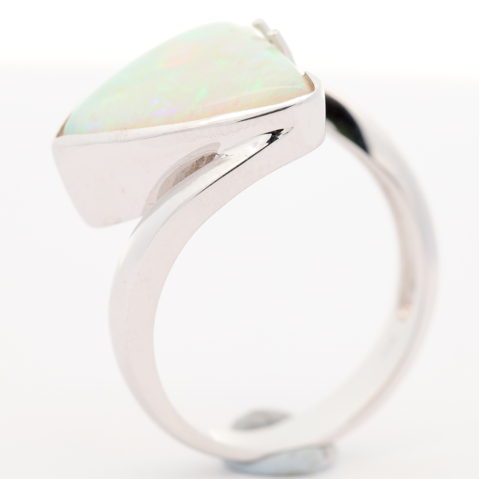 Blue Orange and Green White Gold Solid Australian Crystal Opal Engagement Ring