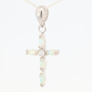 Sterling Silver Green Blue Solid Australian Crystal Opal Necklace Pendant