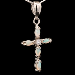 Sterling Silver Green Blue Solid Australian Crystal Opal Necklace Pendant