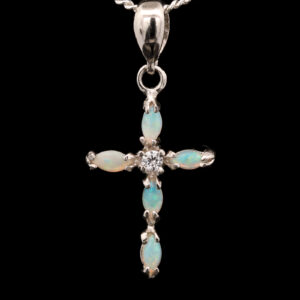 Sterling Silver Green Blue Solid Australian Crystal Opal Necklace Pendant