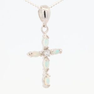 Sterling Silver Green Blue Solid Australian Crystal Opal Necklace Pendant