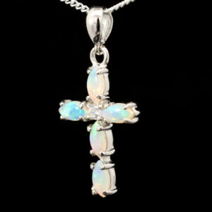 Sterling Silver Green Blue Solid Australian Crystal Opal Necklace Pendant