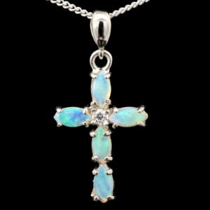 Sterling Silver Green Blue Solid Australian Crystal Opal Necklace Pendant