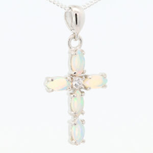 Sterling Silver Green Blue Solid Australian Crystal Opal Necklace Pendant