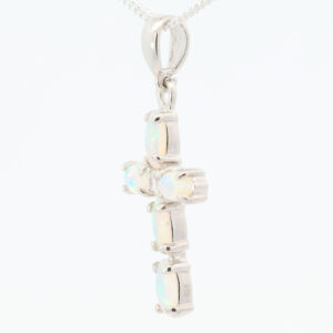 Sterling Silver Green Blue Solid Australian Crystal Opal Necklace Pendant
