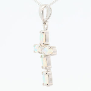 Sterling Silver Green Blue Solid Australian Crystal Opal Necklace Pendant