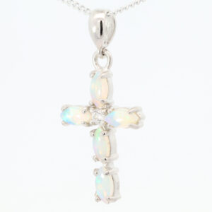 Sterling Silver Green Blue Solid Australian Crystal Opal Necklace Pendant