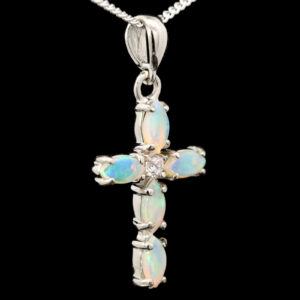 Sterling Silver Green Blue Solid Australian Crystal Opal Necklace Pendant