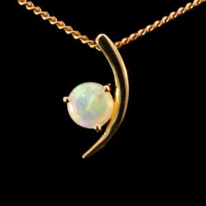 Blue Green Pink Yellow Gold Solid Australian Crystal Opal Necklace Pendant