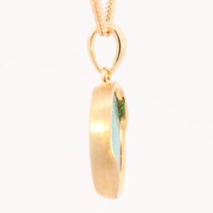 Yellow Gold Blue Green Yellow Orange Australian Doublet Opal Necklace Pendant