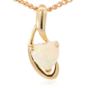 Blue Yellow Yellow Gold Solid Australian Crystal Opal Pendant