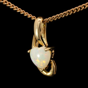 Blue Yellow Yellow Gold Solid Australian Crystal Opal Pendant