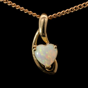 Blue Yellow Yellow Gold Solid Australian Crystal Opal Pendant