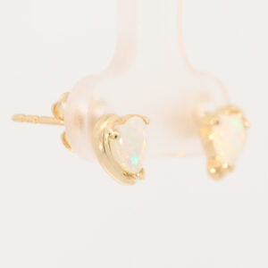 Blue Green Pink Yellow Gold Solid Australian Crystal Opal Love Heart Stud Earrings