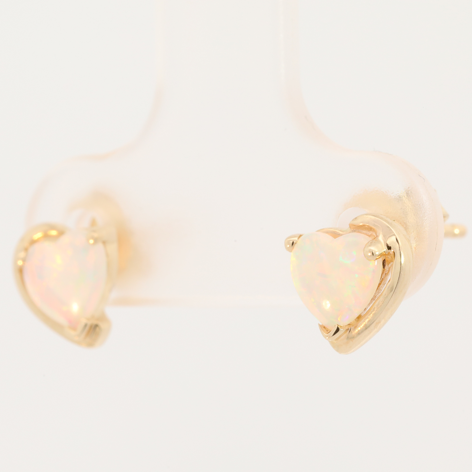 Blue Green Pink Yellow Gold Solid Australian Crystal Opal Love Heart Stud Earrings
