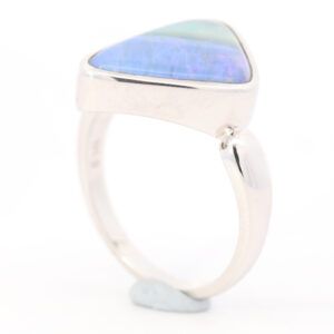 Blue, Purple and Green Sterling Silver Solid Australian Boulder Opal Ring