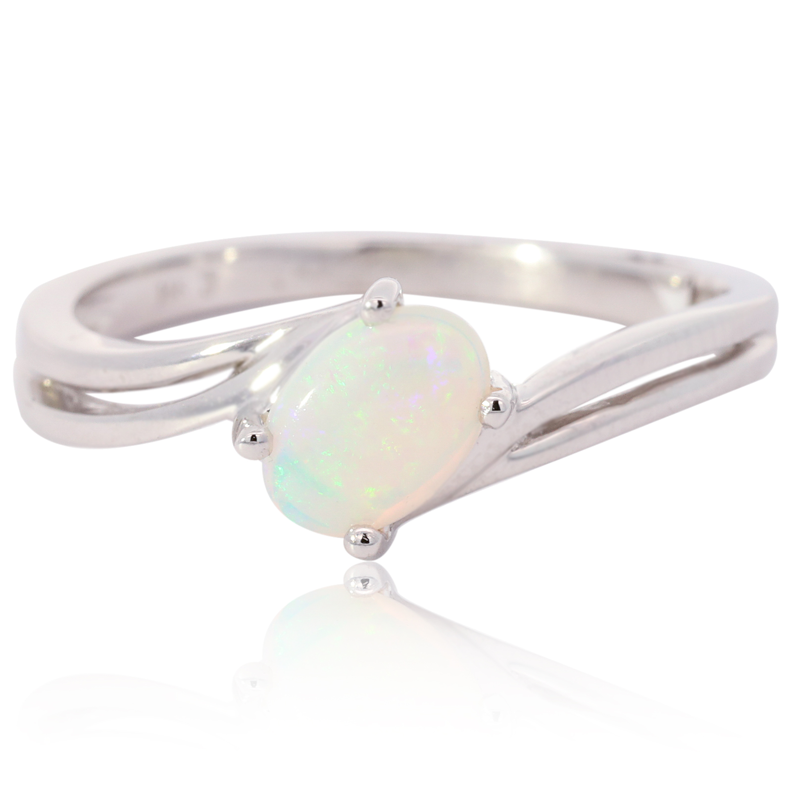 Blue Green White Gold Solid Australian Crystal Opal Ring