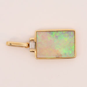 Blue Green Yellow Gold Solid Australian Crystal Opal Necklace Pendant