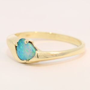 Yellow Gold Blue Green Orange Pink Solid Australian Boulder Opal Engagement Ring