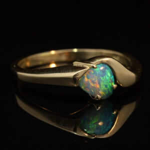 Yellow Gold Blue Green Orange Pink Solid Australian Boulder Opal Engagement Ring