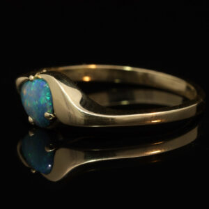 Yellow Gold Blue Green Orange Pink Solid Australian Boulder Opal Engagement Ring