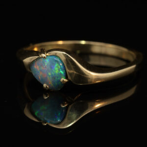 Yellow Gold Blue Green Orange Pink Solid Australian Boulder Opal Engagement Ring