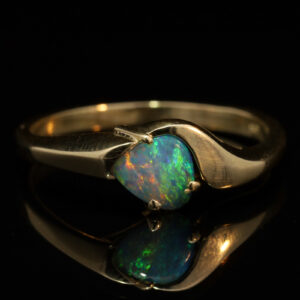 Yellow Gold Blue Green Orange Pink Solid Australian Boulder Opal Engagement Ring