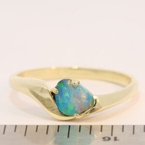Yellow Gold Blue Green Orange Pink Solid Australian Boulder Opal Engagement Ring