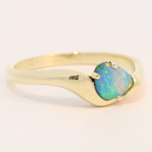 Yellow Gold Blue Green Orange Pink Solid Australian Boulder Opal Engagement Ring