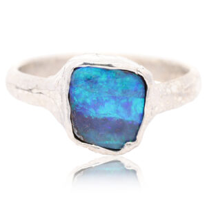 Sterling Silver Blue Green Purple Solid Australian Boulder Opal Ring