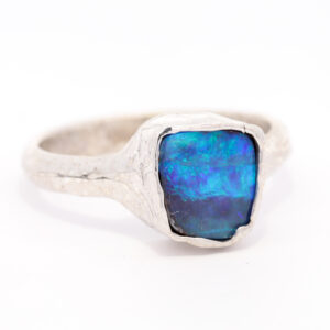 Sterling Silver Blue Green Purple Solid Australian Boulder Opal Ring