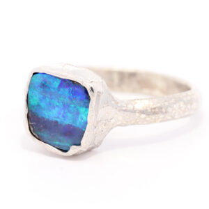 Sterling Silver Blue Green Purple Boulder Opal Ring