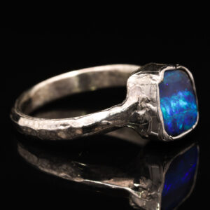 Sterling Silver Blue Green Purple Solid Australian Boulder Opal Ring