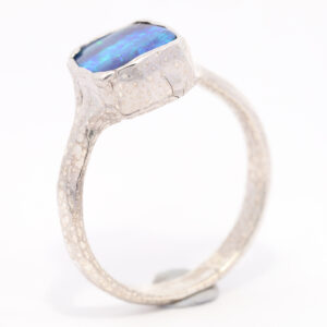 Sterling Silver Blue Green Purple Solid Australian Boulder Opal Ring