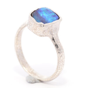 Sterling Silver Blue Green Purple Solid Australian Boulder Opal Ring